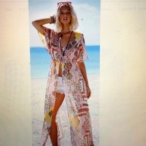 Elan Button Down Sheer Dress/Coverup …